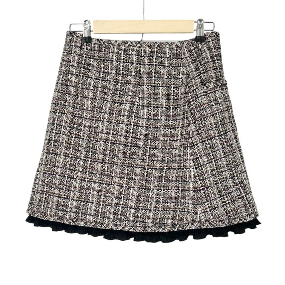 NWT Sandro Golden Tweed Ruffle Trim Skirt - Picture 4 of 12